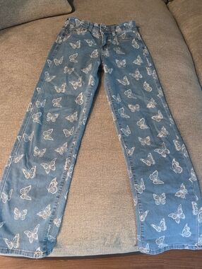 Celebrity Ace Women's Blue Butterfly Print Jeans Size 1
